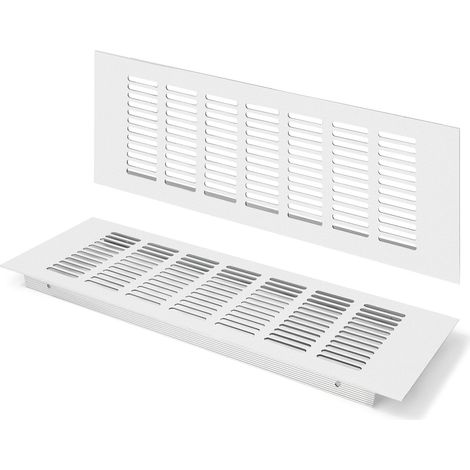 Grille D’aération en Aluminium à Encastrer, Grille de Ventilation 300 x 100 mm Angulaire Extérieure Grille Aeration Reglable pour la Ventilation des Placards et des Chambres (2 Pièces/Argent) (1/5)