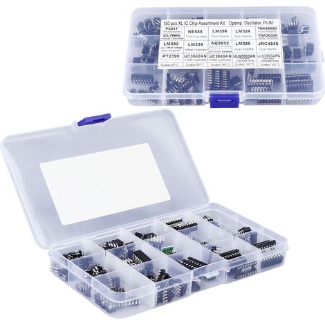 Assortiment de puces IC à broches plates, 10 Types de puces de Circuit intégré, Kit d'adaptateur de prise pour la réparation électronique, 150 pièces (1/5)