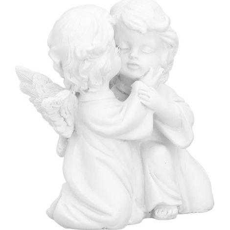 Cuque Ornements d\'ange blanc Statue d\'ange en résine synthétique embrassant la forme ornement d\'ange blanc pour la décoration de (1/4)