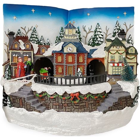 Villaggio Natalizio Libro 18x24 cm con Luci Suoni e Movimento (1/4)