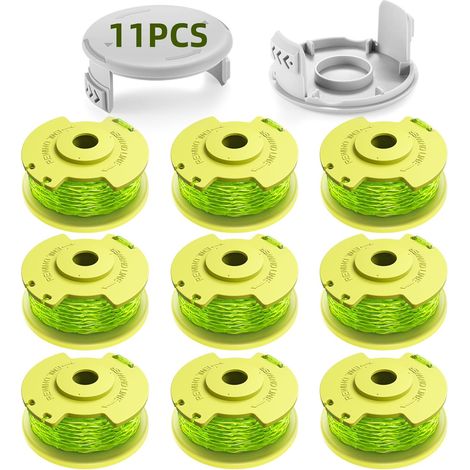 Lot de 9 - Fil de débroussailleuse - Bobine de rechange - Compatible Ryobi One Plus&43 18V 24V 40V - Nylon résistant - Pour jardinage - Orange - 3,3 m