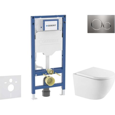 Geberit Duofix - Set con modulo di installazione, vaso WC Oudee e copriwater softclose, placca di comando Sigma20, acciaio inox SANI11CA6173