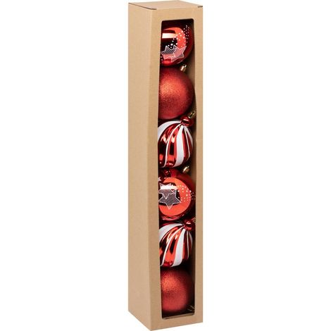 Plastik-Weihnachtskugel 100mm x6 rot und weiß - Atmosphera créateur d'intérieur