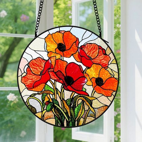 30cm Suspension en vitrail - Attrape-soleil unique minimaliste coloré, décoration porte fenêtre, cadeau Fête des Mères, Noël pour femme, maman, nana (1/5)