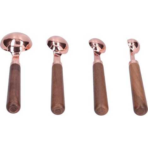 Lot de 4 tasses à mesurer en or rose avec graduation et cuillères doseuses en acier inoxydable pour la cuisine (petit format) (1/5)