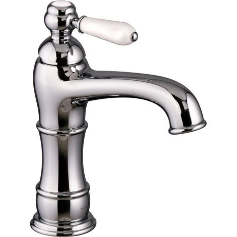 PaulGurkes Waschtischarmatur Retro Chrom Wasserhahn mit Keramikgriff (1/2)