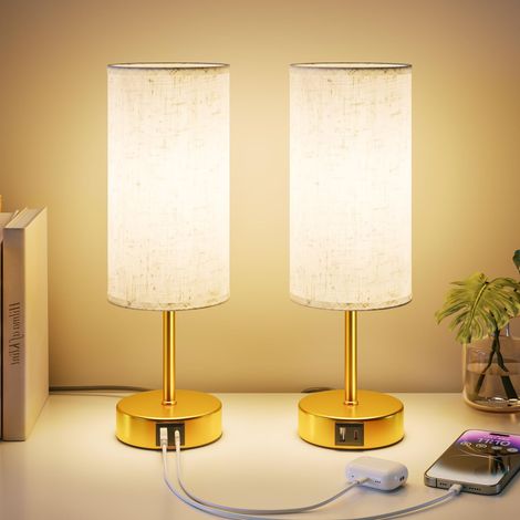 Lot de 2 Lampe de Chevet Tactile avec Ports de Charge USB-A + USB-C (1/5)