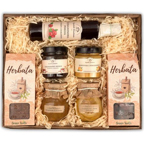 Geschenkkorb-Set mit Tee und Konfitüren (1/5)
