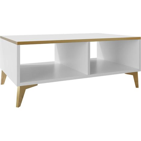 Mesa de centro Comfivo Arbutus, Blanco, 40x50x100cm, Diámetro: 0, Aglomerado laminado, Angular