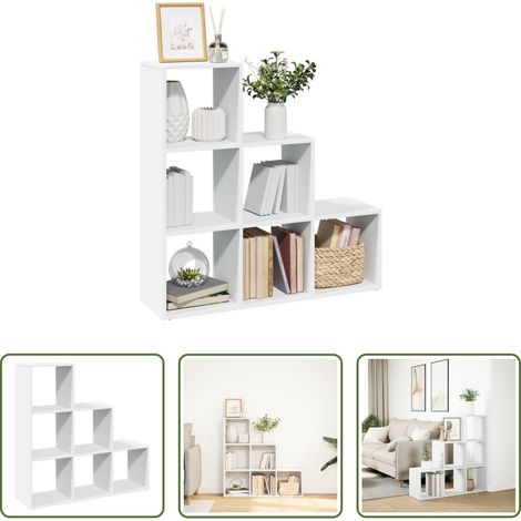 vidaXL Holzwerkstoff - Raumteiler Bücherregal 3-stufig Weiß 99x29x99 cm Holzwerkstoff (1/5)