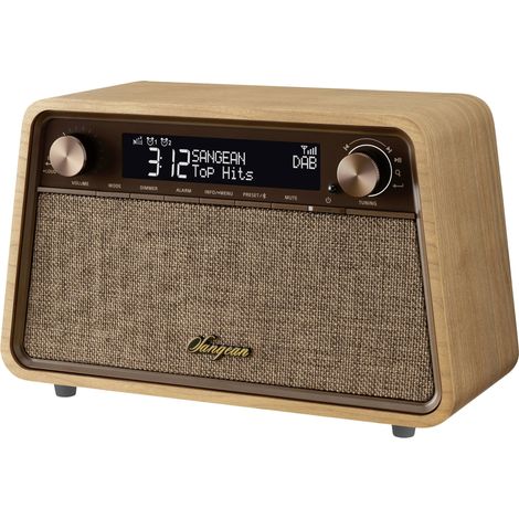 Radio réveil vintage Sangean WR 201D DAB+ FM RDS Bluetooth AUX Cerise Naturel (1/4)