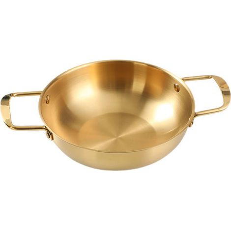 Marmite Ramen coréenne avec poignée en acier inoxydable, chauffage rapide, nouilles pratiques pour soupe, petite chaude 18cm/7,1 pouces (couleur dorée) (1/5)