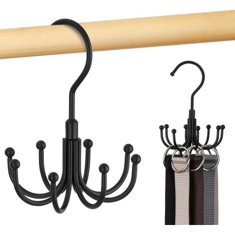 Porte Ceinture pour Placard, Rotatif en Métal, Gain De Place, Porte Cravate, Capacité Maximale De 24 Ceintures, Noir, 1 Unité (1/5)