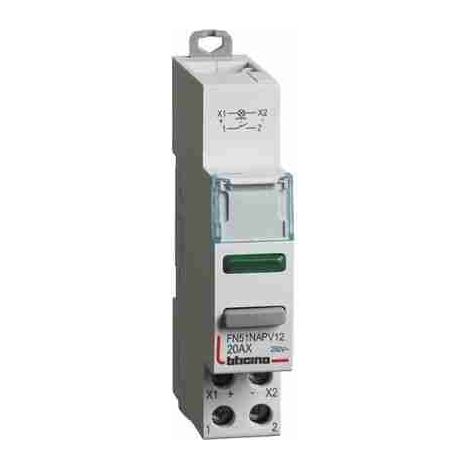 BTIFN51NAPV12 Pulsador 1NO con LED verde - 20A - 12/48V - Módulo 1 DIN