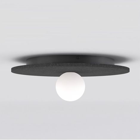 Lampada a sospensione Calma in acciaio e feltro nero (1/5)