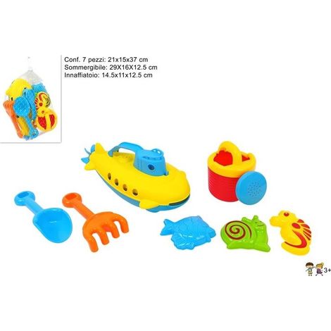 Gioco Mare Spiaggia Sommergibile con Accessori 7 Pezzi
