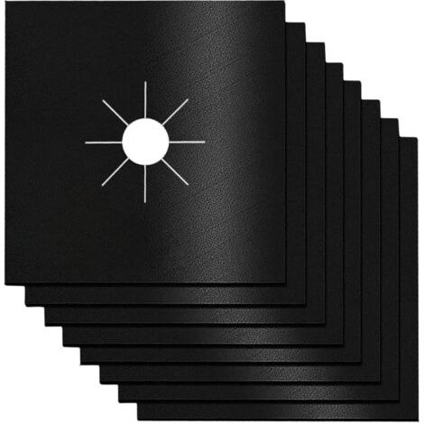 8 Pcs Brûleur de Cuisinière Réutilisable Couvre Plaque de Cuisson à Gaz Protection D'écra Cuisinière Gaz Protecteur Pad Antiadhésif, Facile Nettoyer, pour Familles, écoles, Restaurants Etc—Noir