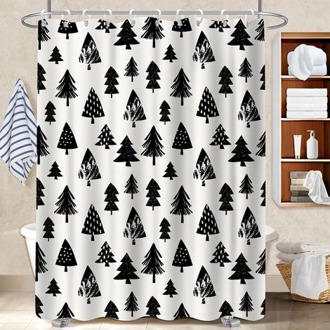 Rideau polyester pour douche 180x180 avec 12 œillets rideau imperméable pour accueillir l’été dans sa maison (1/5)
