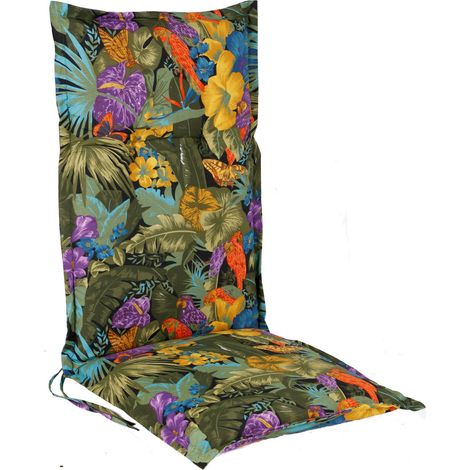 Universal Hochlehner Auflage - Amazonas - Garten Stuhl Polster Sitz Kissen mit tropischen Blumen
