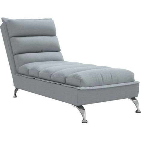 Chaise longue  Transat  Bain de soleil avec coussins gris clair tissu (1/5)