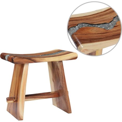 Tabouret en bois de suar massif et polyrésine (1/5)