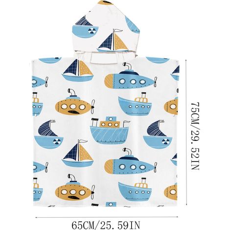 Serviette De Bain Enfants À Capuche - Serviette Microfibre Légère Et Rapide Séchage Pour Plage Piscine Spa - 65 x 75 cm - 1 Pièce