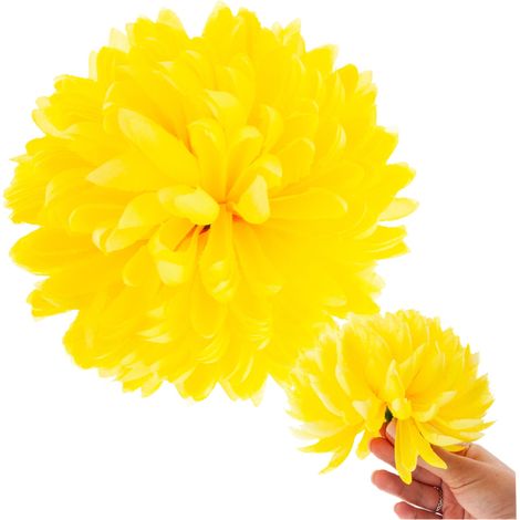 CV36941-6 Chrysanthème à grosses têtes, fleurs artificielles au choix, chrysanthème jaune, 12 cm (1/5)