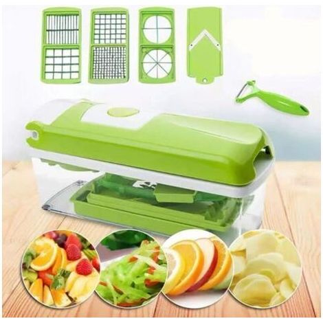 Autres accessoires de cuisine,Genius Nicer Dicer Smart (12 pcs.) en vert - coupe-légumes pour cubes, bâtonnets, tranches, lanières et quartiers - coupe-salade mandoline trancheuse à co (1/5)