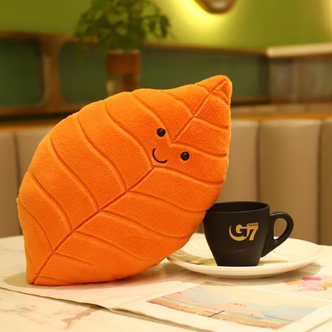 Coussins en peluche douce à motif de feuille d'oranger, peluches animaux en forme de feuille d'oranger, peluches feuille d'oranger, décoration intérieure, cadeaux d'anniversaire et de fêtes pour les ê (1/5)