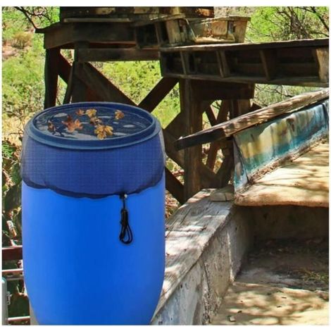 Moustiquaire pour baril d'eau de pluie - Filet de récupération à maille flexible avec cordon de serrage pour une collecte sécurisée. (1/5)