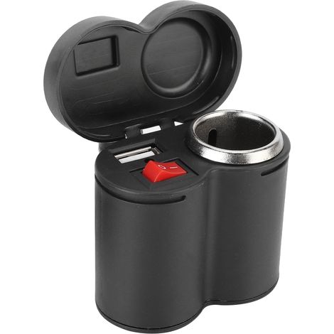 Chargeur Moto USB 2-en-1 Allume-Cigare Universel Prise Étanche Port de Charge (1/4)
