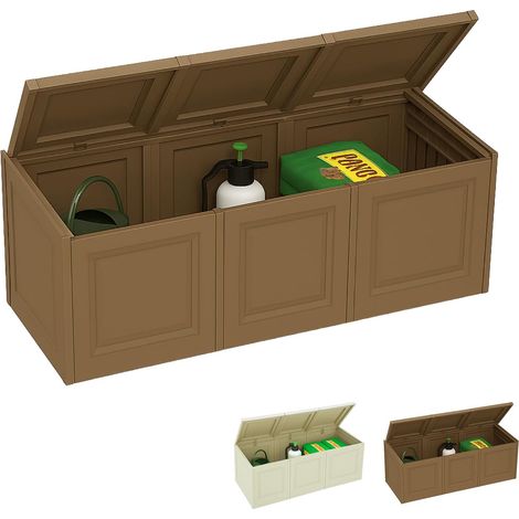 Baule portaoggetti in plastica a 3 moduli con coperchio rinforzato ideale per uso interno ed esterno - Misura 125x40x42 cm - Realizzato in materiale i (1/5)
