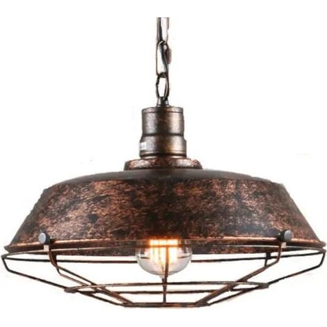 Lustre en Métal Industrielle Vintage Lampe Suspension Abat-jour Rouillé pour Cafe Bar Restourant (1/4)