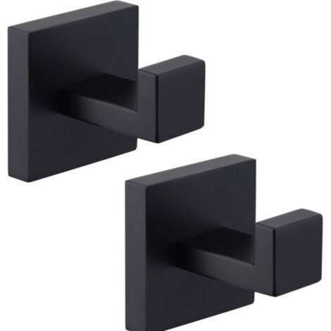 Lot De 2 Crochet Porte-Serviettes Noir Mat, Crochet De Manteau En Acier Inoxydable 304, Porte-Serviettes, Crochet Mural De Salle De Bain De Style Industriel Moderne (1/5)