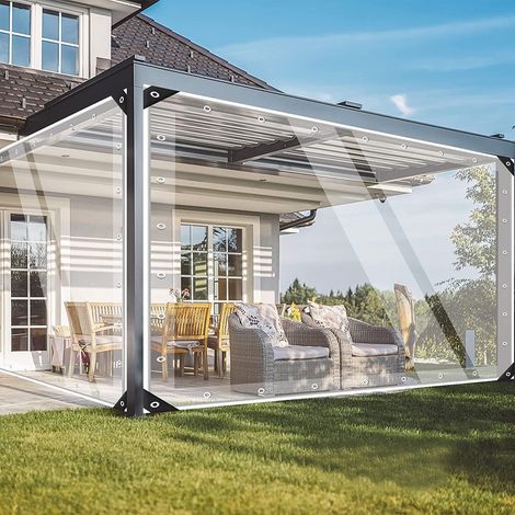 TOPCHANCE Protective Tarp in 420g/m² Polyethylene, Waterproof Outdoor Tarp, PVC Eyelet Tarp, Multipurpose Protective Canvas for Wood, Swimming Pool, Garden Furniture, Car (4x6M) (1/5)