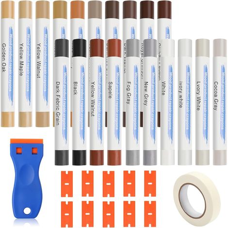 Mastic Bois Cire avec Grattoir, Kit Reparation Carrelage avec Ruban, Pate A Bois Rebouchage Rebouche Trou, pour Parquet (1/5)
