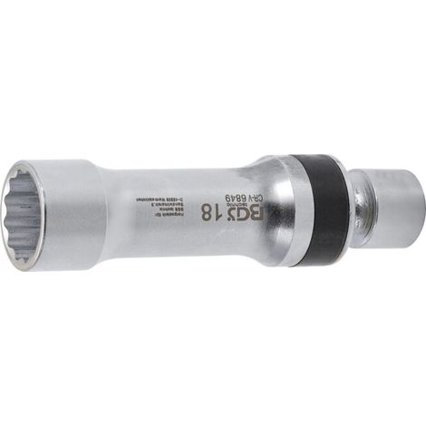 BGS Douille articulée à bougie douze pans avec ressort de retenue 18 mm