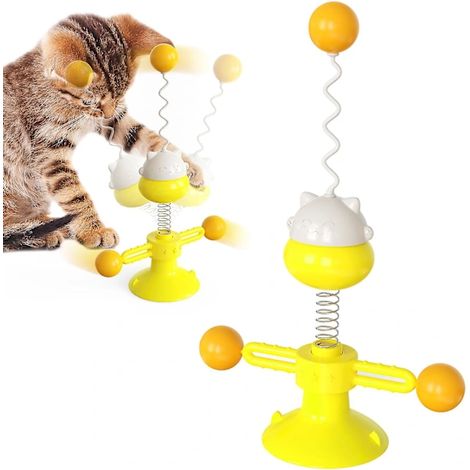 Baguette d'équilibre avec balle tournante pour chats - Jouet interactif et amusant pour animaux de compagnie - Plume (1/3)