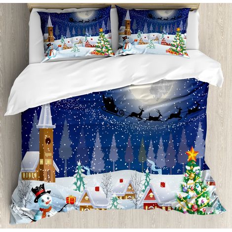 Housse De Couette King Size - Microfibre Brossée 100 % - Fermeture Éclair Cachée - Avec 2 Taies D'oreiller Enveloppe - Bleu Blanc (1/2)