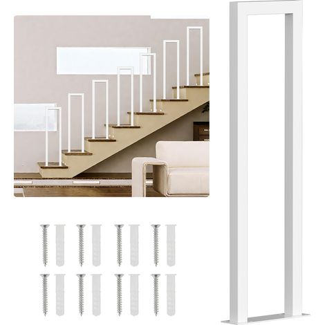 SWANEW 55 cm a U Bianco Ghisa balaustra verniciata a polvere Corrimano Maniglia per scale Tenuta sicura