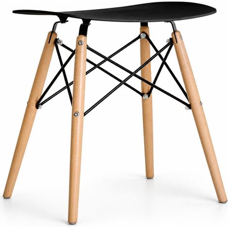 ORION91 Taburete Bajo Nórdico NEGRO (46x34x43 cm) Bar Hostelería Pub Restaurante Comedor Oficina Salón Teletrabajo Cocina - SpazioLuzio - Pack x2 (1/5)