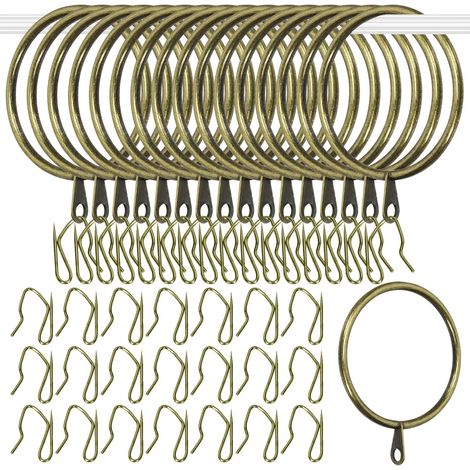 30 Ensembles 50mm / 2inch Verdigris métal draperie Rideau bagues suspendues Ensemble, Comprend 30pcs bagues de Rideau et 30pcs draperie Crochets de Broche, draperie coulissante Eyelet bagues (1/5)