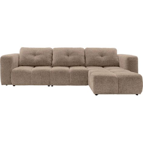 ROMY - Canapé d'angle convertible tissu chenille 4 places Café (1/5)