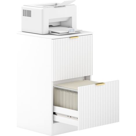 Unité à tiroirs de bureau pour format A4 ou format lettre 40x40x71 cm blanc avec 2 tiroirs à face nervurée Armoire à dossiers (1/5)