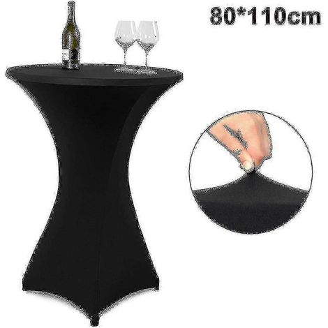 Nappe ronde cocktail en spandex extensible dans les quatre sens, noire, 80 x 110 cm (1/5)