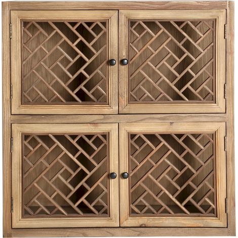 Vitrine modulable en bois d'orme finition naturelle style colonial - Marron naturel bois d'orme (1/3)