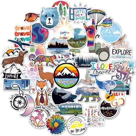 50 Sticker Reise wasserdicht PVC Computer Gepäck Flasche (1/5)