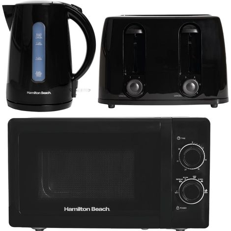 Kettle, Toaster & Microwave Set, Rapid Collection by Hamilton Beach, Black