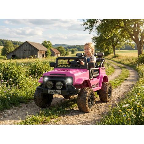 HAUSPROFI Kinder Elektroauto 12V mit 2,4G Fernbedienung, Elektroauto für Kinder Kinderfahrzeug 3-Gang 3-6 km/h LED-Scheinwerfer Musik Hupe 2 Fahrmodi für Kinder 3-8 Jahre Rosa
