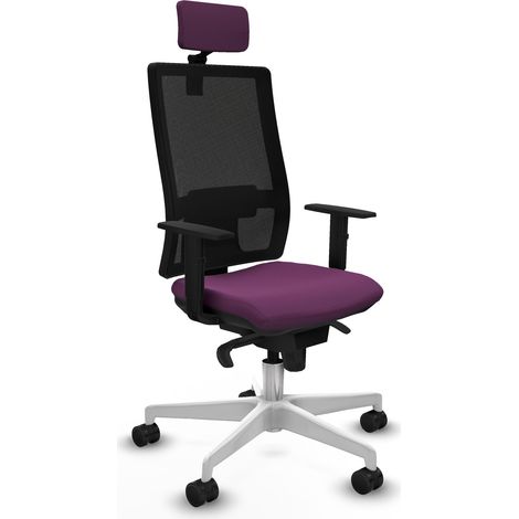 Horna sincro malla negra similpiel morado brazos 1D base blanca cabecero 2D ruedas 65mm nailon (1/5)